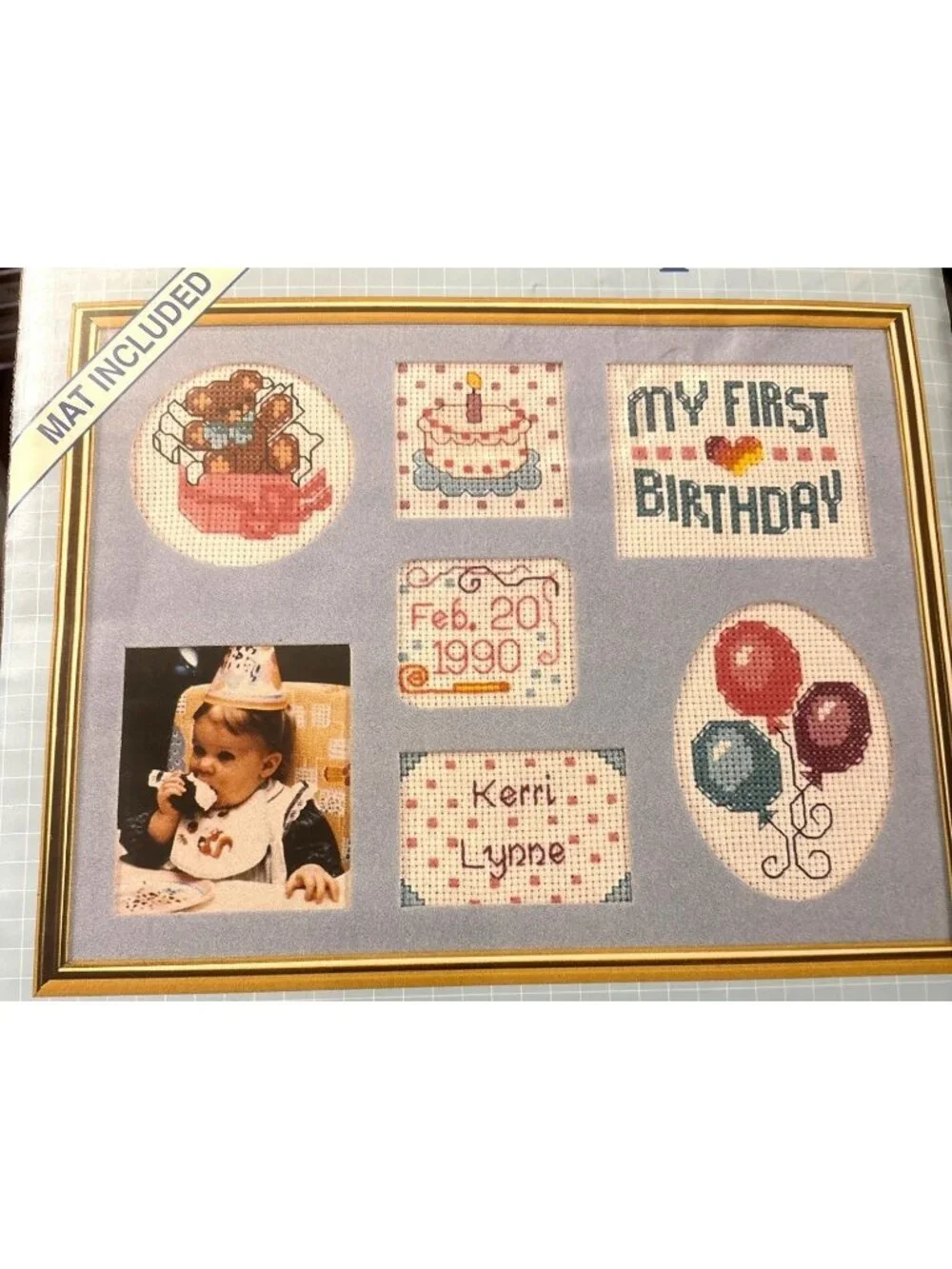 Vintage Cross-Stitch Kit Good Shepherd My First Birthday Photo Album Collection